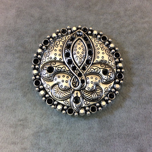 2.25" Long Tibetan Silver Multi-Ring Fleur-de-lis Shaped Focal Pendant - 60mm x 60mm with Hidden Bails - Sold Individually (A19143)