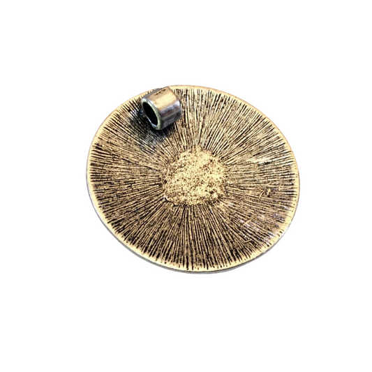 1.75" Long Tibetan Silver Patterned Disc Shaped Focal Pendant with Hidden Bail - 44mm x 44mm, Approximately - Sold Individually (A13104)