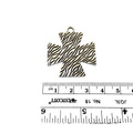1.25" Long Tibetan Silver Zebra Striped Square Cross Shaped Focal Pendant - 33mm x 33mm with Attached Ring - Sold Individually (A15302)