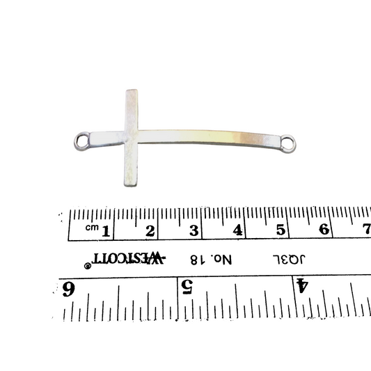1.75" Long Tibetan Silver Plain Cross Shaped Copper Connector Component - 23mm x 48mm, Approximately  - Sold Individually (A30147)