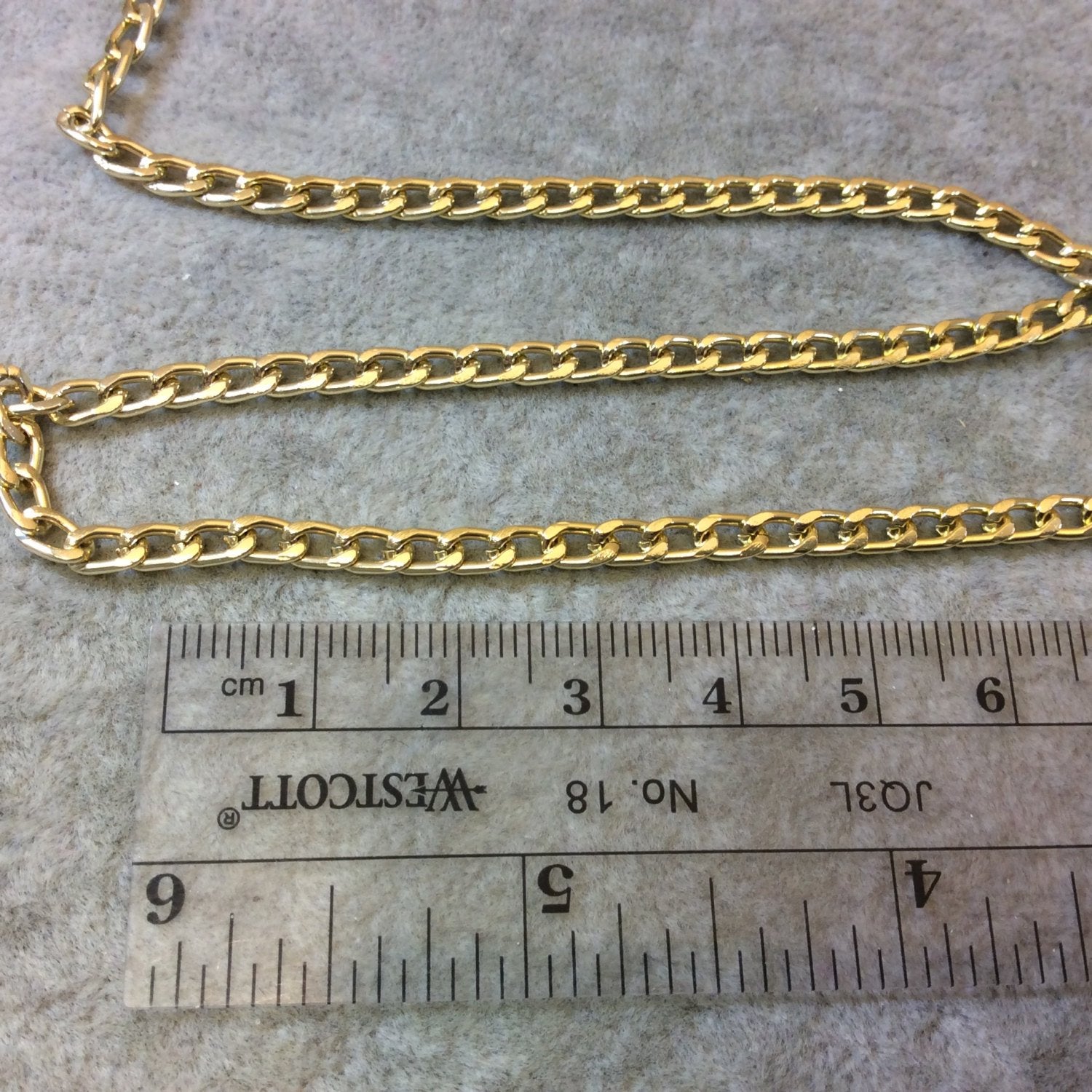 A1907 FULL SPOOL - Gold Plated Aluminum Flattened Oval Shaped Twisted Link Curb Chain with 3.5mm x 6mm Links - Three Finishes Available
