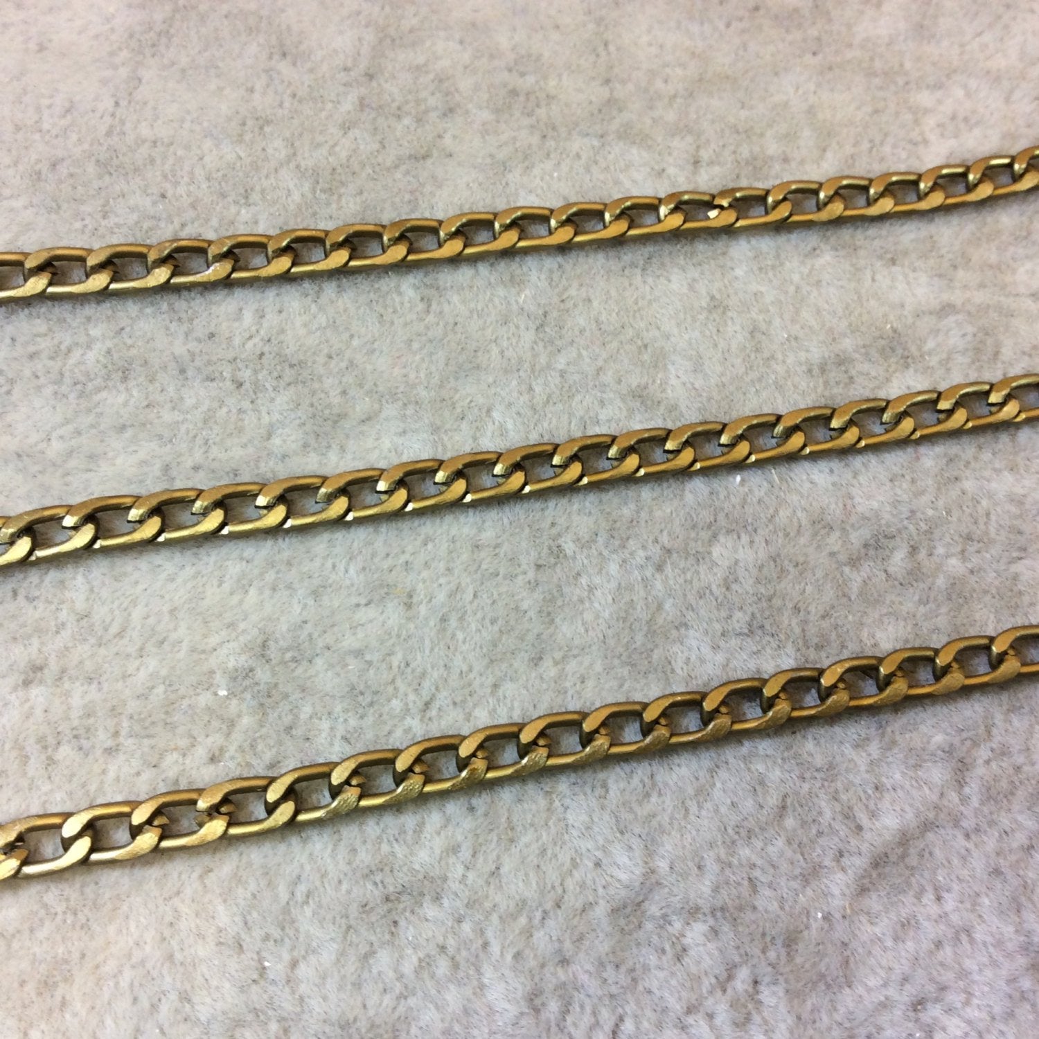 A1907 FULL SPOOL - Bronze Plated Aluminum Flattened Oval Shaped Twisted Link Curb Chain with 3.5mm x 6mm Links - Three Finishes Available