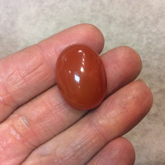 Natural OOAK Small Oblong Oval Shaped Carnelian Flat Back Cabochon - Measuring 18mm x 25mm, 12mm Dome Height - Semi-Precious Gemstone Cab