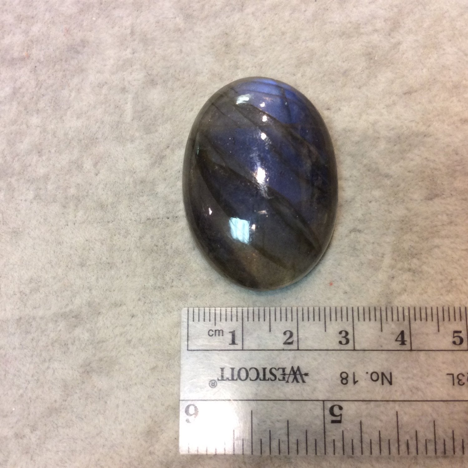 OOAK Oval Shaped AAA Iridescent Blue Labradorite Flat Back Cabochon - Measuring 29mm x 41mm, 9mm Dome Height - Natural Gemstone Cab