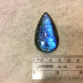 OOAK Teadrop Shape AAA Iridescent Blue/Aqua Labradorite Domed Back Cabochon - Measuring 28mm x 47mm, 10mm Dome Height - Natural Gemstone Cab
