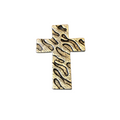 1.5" Long Tibetan Silver Wavy Striped Textured Cross Shaped Focal Pendant - 31mm x 42mm with Drilled Hole - Sold Individually (A13197)