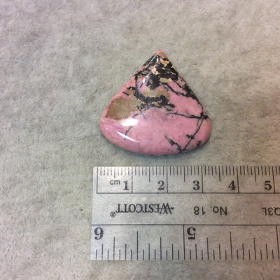 Dendritic Rhodonite Pear/Teardrop Shaped Flat Back Cabochon - Measuring 33mm x 33mm, 5mm Dome Height - Natural High Quality Gemstone
