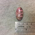 Dendritic Rhodonite Oblong Oval Shaped Flat Back Cabochon - Measuring 20mm x 38mm, 4mm Dome Height - Natural High Quality Gemstone