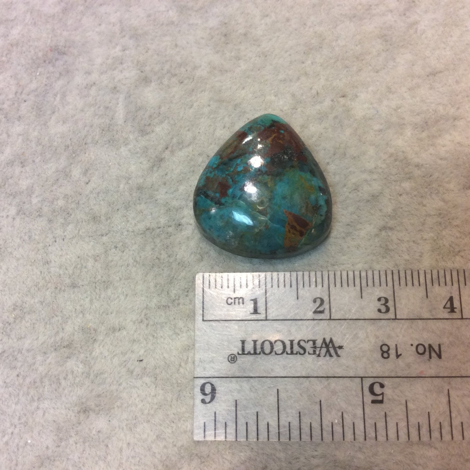 OOAK Chrysocolla Pear/Teardrop Shaped Flat Back Cabochon "7" - Measuring 23mm x 24mm, 8mm Dome Height - Natural High Quality Gemstone