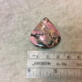 Dendritic Rhodonite Pear/Teardrop Shaped Flat Back Cabochon - Measuring 32mm x 34mm, 5mm Dome Height - Natural High Quality Gemstone