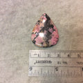 Dendritic Rhodonite Pear/Teardrop Shaped Flat Back Cabochon - Measuring 29mm x 38mm, 3.5mm Dome Height - Natural High Quality Gemstone