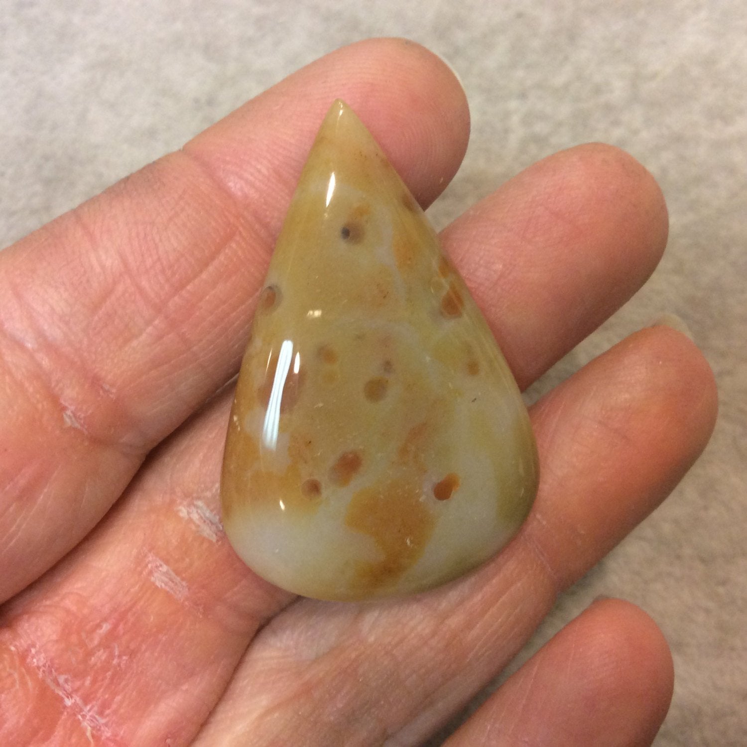 Ocean Jasper Pear/Teardrop Shaped Flat Back Cabochon - Measuring 28mm x 42mm, 6mm Dome Height - Natural High Quality Gemstone