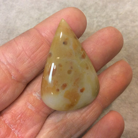 Ocean Jasper Pear/Teardrop Shaped Flat Back Cabochon - Measuring 28mm x 42mm, 6mm Dome Height - Natural High Quality Gemstone