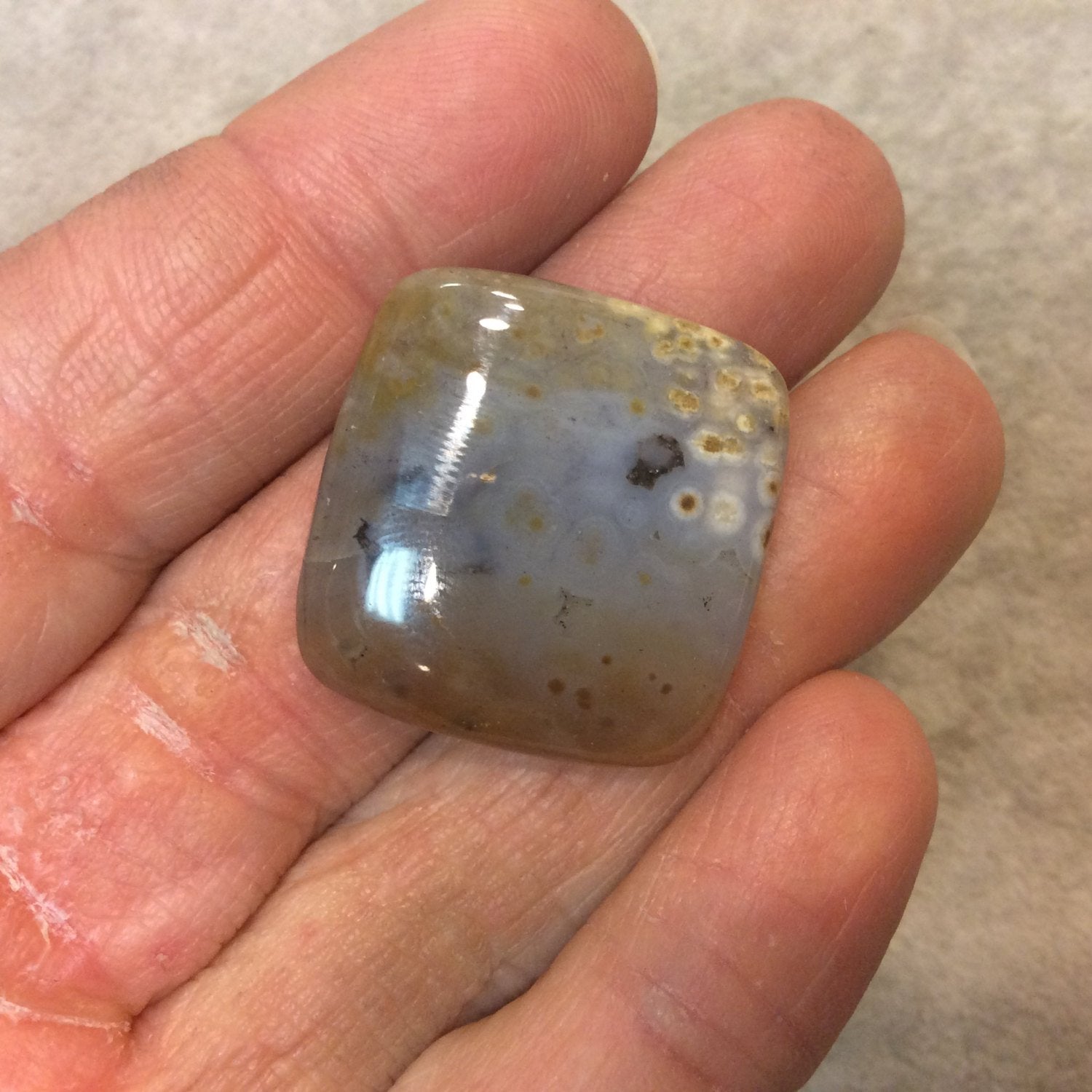 Ocean Jasper Rectangle Shaped Flat Back Cabochon - Measuring 27mm x 26mm, 5mm Dome Height - Natural High Quality Gemstone