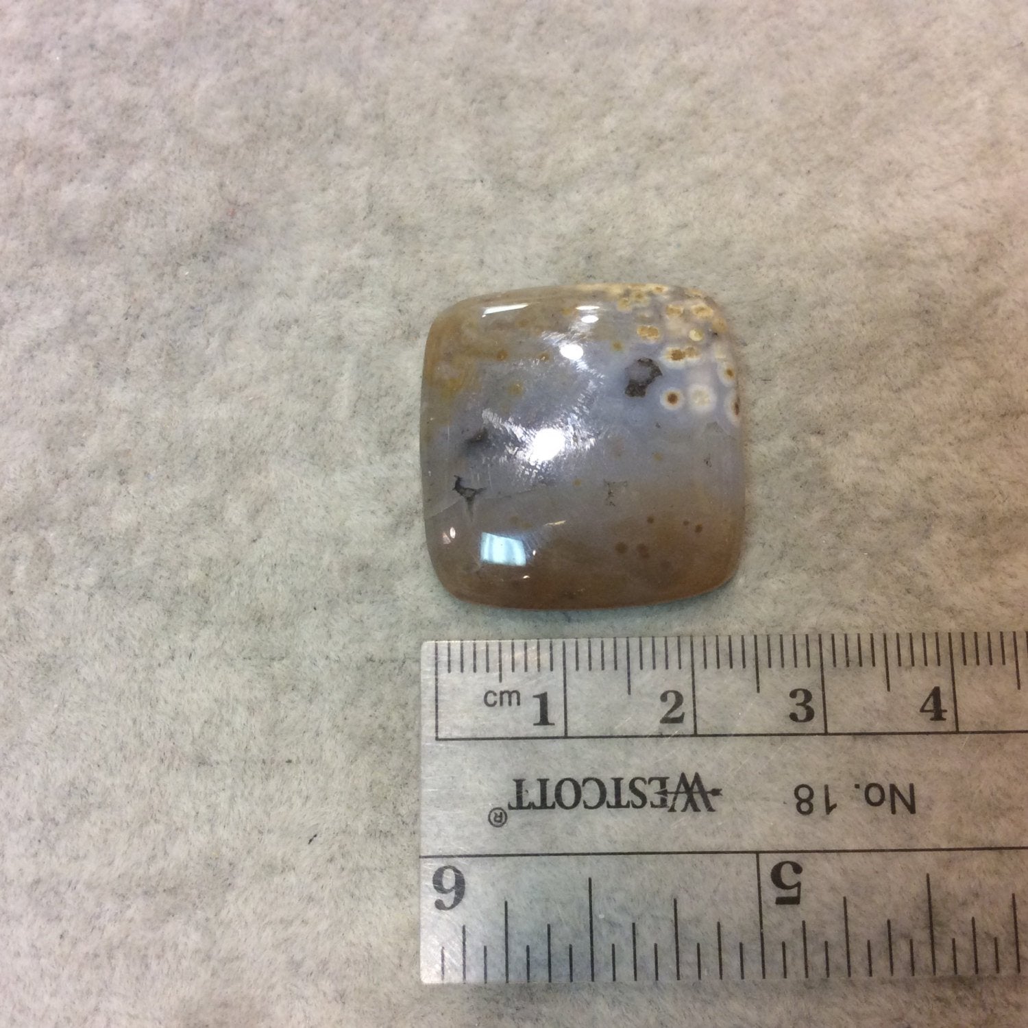 Ocean Jasper Rectangle Shaped Flat Back Cabochon - Measuring 27mm x 26mm, 5mm Dome Height - Natural High Quality Gemstone