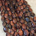Smooth Red Tiger Eye Flat Oval Shaped Beads - Measuring 13mm x 18mm - 15.25" Strand (Approximately 22 Beads) - Natural Gemstone Bead Strand