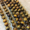 10mm Smooth Golden Brown Tiger Eye Round/Ball Shaped Beads - 15" Strand (Approximately 38 Beads) - Natural Hand-Strung Gemstone Bead Strand