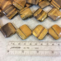 Smooth Tiger Eye Flat Diamond Shaped Beads - Measuring 30mm x 30mm - 15.25" Strand (Approximately 13 Beads) - Natural Gemstone Bead Strand