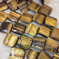Smooth Tiger Eye Flat Diamond Shaped Beads - Measuring 30mm x 30mm - 15.25" Strand (Approximately 13 Beads) - Natural Gemstone Bead Strand