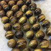 16mm Smooth Golden Brown Tiger Eye Round/Ball Shaped Beads - 15.75" Strand (Approx. 25 Beads) - Natural Hand-Strung Gemstone Bead Strand