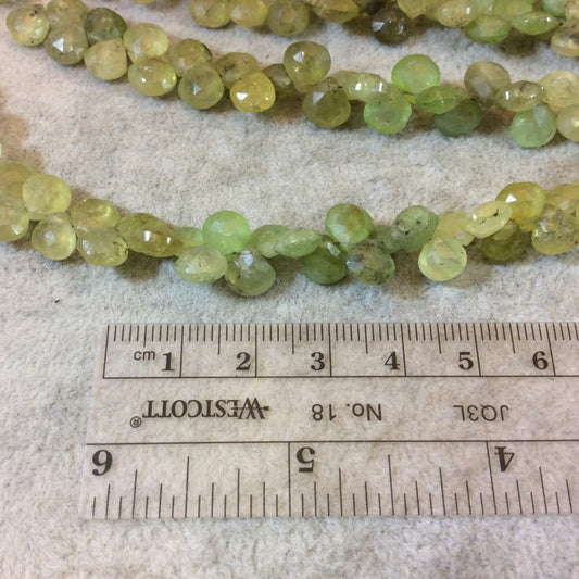7mm Faceted Heart/Teardrop Shaped Grossular Garnet Beads - 7.75" Strand (Approx. 54 Beads) - High Quality Hand-Cut Indian Gemstone Beads