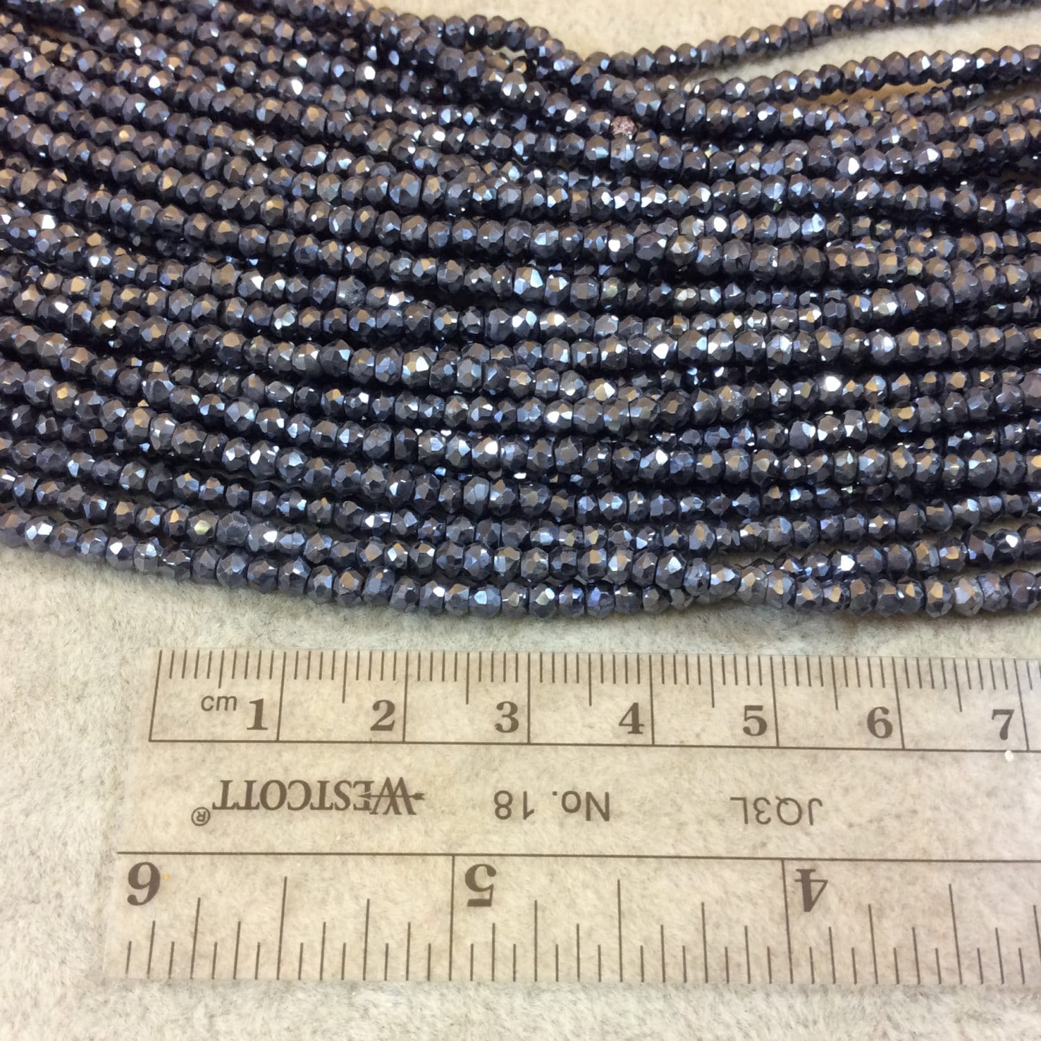 Black Spinel 3mm Faceted Round Beads - 13 inch strand