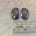 One Pair of OOAK Silver Finish Faceted Sapphire Freeform/Bean Shaped Bezel Pendants "SP1"- Measuring 19mm x 31mm - Semi-precious Gemstone