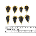 1-1.5" Gold Finish Arrowhead Shaped Electroplated Black Obsidian Connector - Measuring 30mm-40mm Long - Sold Individually, Randomly Chosen