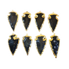 1.5-2" Gold Finish Arrowhead Shaped Electroplated Black Obsidian Pendant - Measuring 40mm-50mm Long - Sold Individually, Randomly Chosen