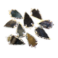 1-1.5" Silver Finish Arrowhead Shaped Electroplated Mixed Jasper Pendant - Measuring 30mm-40mm Long - Sold Individually, Randomly Chosen