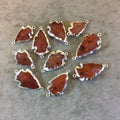 0.75-1.25" Silver Finish Arrowhead Shaped Electroplated Carnelian Connector - Measuring 20mm-30mm Long - Sold Individually, Randomly Chosen