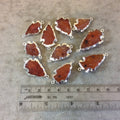 0.75-1.25" Silver Finish Arrowhead Shaped Electroplated Carnelian Connector - Measuring 20mm-30mm Long - Sold Individually, Randomly Chosen