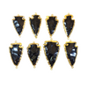 1.5-2" Gold Finish Arrowhead Shaped Electroplated Black Obsidian Connector - Measuring 40mm-50mm Long - Sold Individually, Randomly Chosen