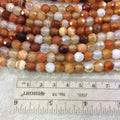 8mm Natural Assorted Carnelian Faceted Round/Ball Shaped Beads with 2.5mm Holes - 7.75" Strand (Approx. 25 Beads) - LARGE HOLE BEADS