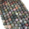 10mm Natural Fancy Jasper Matte Finish Round/Ball Shaped Beads with 2.5mm Holes - 7.75" Strand (Approx. 20 Beads) - LARGE HOLE BEADS