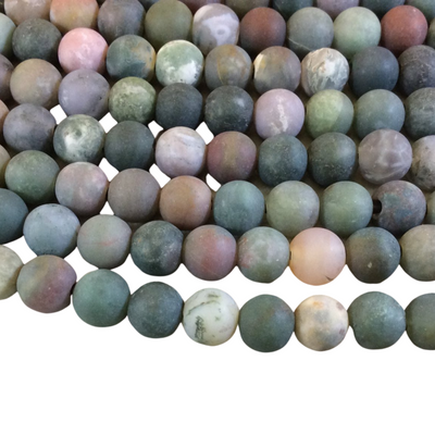 10mm Natural Fancy Jasper Matte Finish Round/Ball Shaped Beads with 2.5mm Holes - 7.75" Strand (Approx. 20 Beads) - LARGE HOLE BEADS