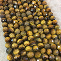 8mm Natural Brown Tiger Eye Faceted Round/Ball Shaped Beads with 2.5mm Holes - 7.75" Strand (Approx. 25 Beads) - LARGE HOLE BEADS