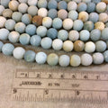10mm Natural Mixed Amazonite Matte Finish Round/Ball Shaped Beads with 2-2.5mm Holes - 7.5&quot; Strand (Approx. 18 Beads) - LARGE HOLE BEADS