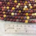 8mm Natural Mixed Mookaite Smooth Finish Round/Ball Shaped Beads with 2.5mm Holes - 7.75" Strand (Approx. 25 Beads) - LARGE HOLE BEADS