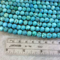 8mm Green/Turquoise Dyed Howlite Smooth Finish Round/Ball Shaped Beads with 1.5mm Holes - 7.75" Strand (Aprx. 25 Beads) - LARGE HOLE BEADS