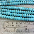 5mm x 8mm Mixed Dyed Blue Howlite Faceted Finish Rondelle Shaped Beads with 2-2.5mm Holes - 7.75" Strand (Aprx. 36 Beads) - LARGE HOLE BEADS
