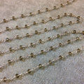 Silver Plated Copper Rosary Chain with 4mm Faceted Gray Glass Crystal Beads - Sold by the Foot, or in Bulk! - High Quality Beaded Chain