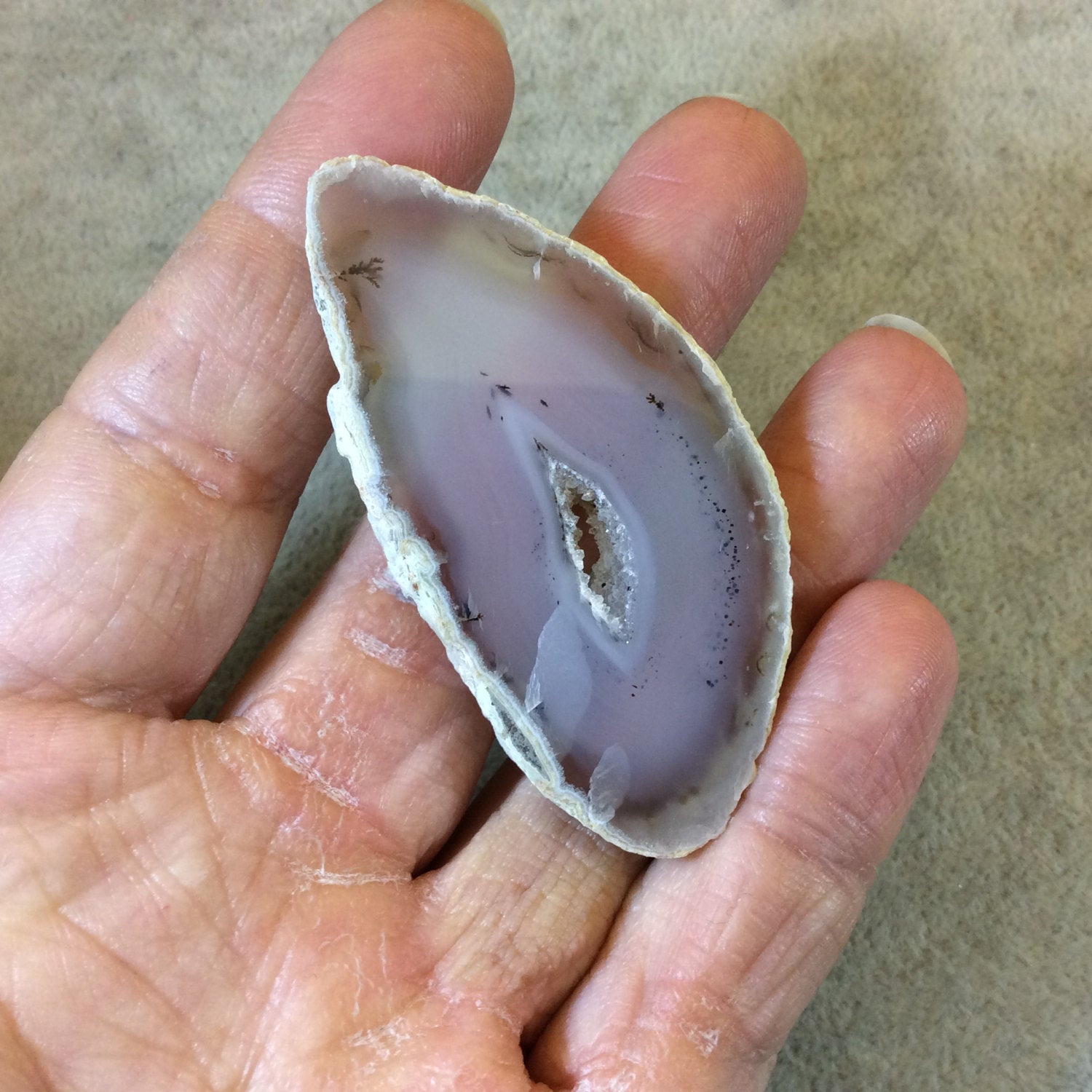 Large Freeform Druzy Agate Slice Pendant (NOT Drilled) - Measuring 37mm x 58mm Approximately - Natural Gemstone Pendant - Sold Individually