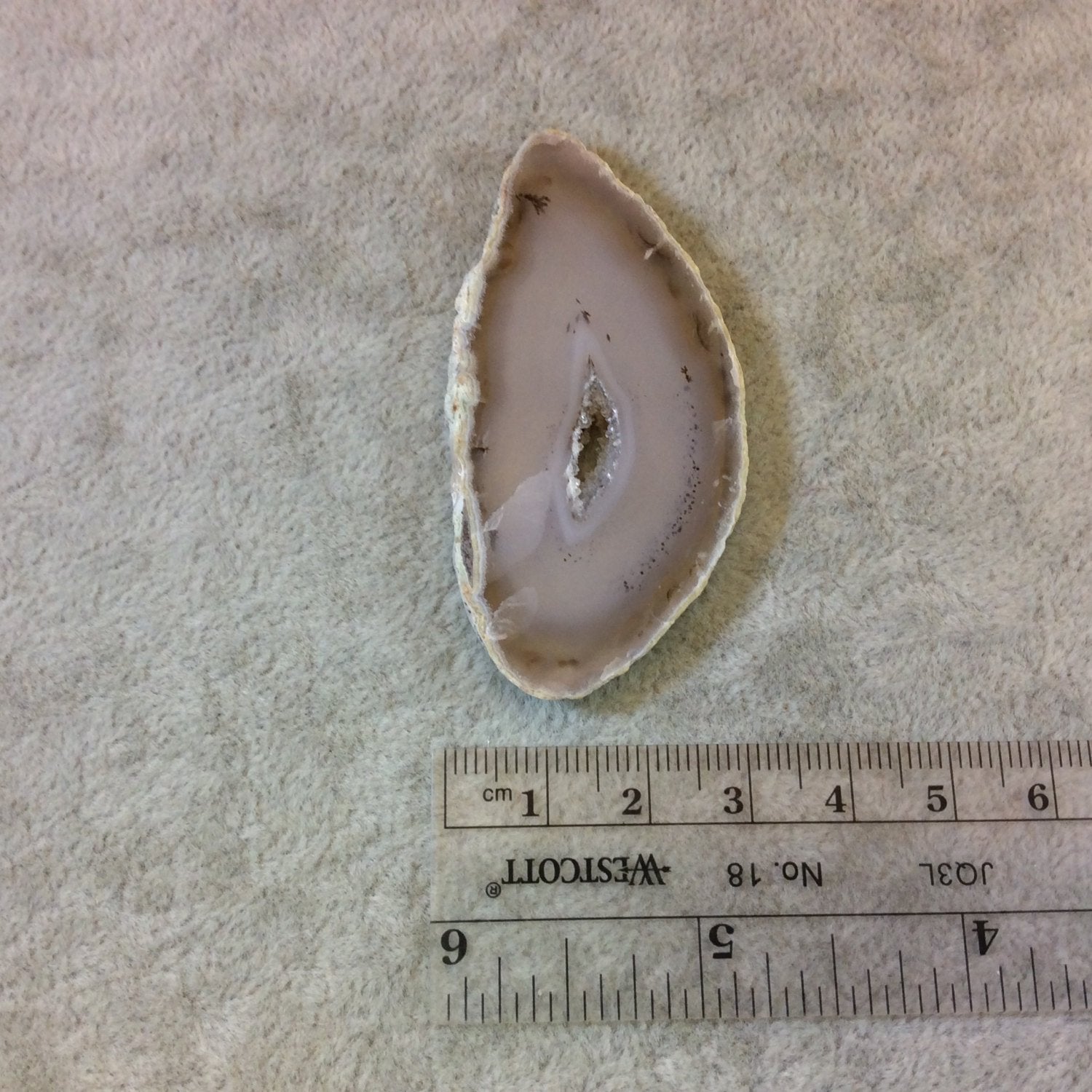 Large Freeform Druzy Agate Slice Pendant (NOT Drilled) - Measuring 37mm x 58mm Approximately - Natural Gemstone Pendant - Sold Individually