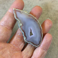 Large Freeform Druzy Agate Slice Pendant (NOT Drilled) - Measuring 32mm x 63mm Approximately - Natural Gemstone Pendant - Sold Individually