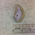 Large Freeform Druzy Agate Slice Pendant (NOT Drilled) - Measuring 32mm x 63mm Approximately - Natural Gemstone Pendant - Sold Individually