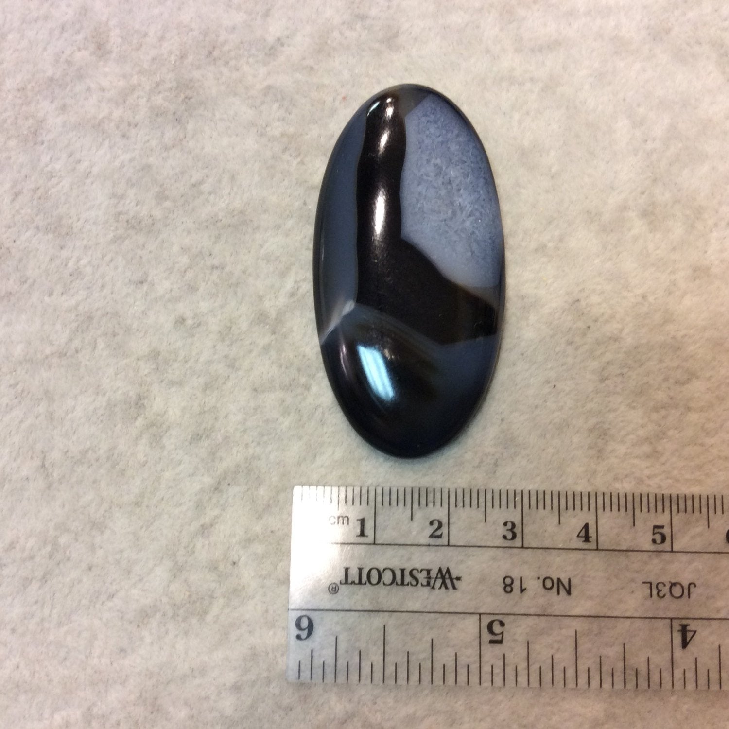 Natural Black Sardonyx Oblong Oval Shaped Flat Back Cabochon - Measuring 27mm x 54mm, 5mm Dome Height - Natural High Quality Gemstone