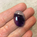 Natural Purple Lace Amethyst Oblong Oval Shaped Flat Back Cabochon "10" - Measuring 18m x 27mm, 6mm Dome Height - High Quality Gemstone