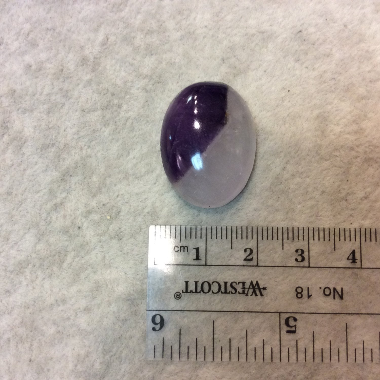 Natural Purple Lace Amethyst Oblong Oval Shaped Flat Back Cabochon "13" - Measuring 19m x 26mm, 8mm Dome Height - High Quality Gemstone