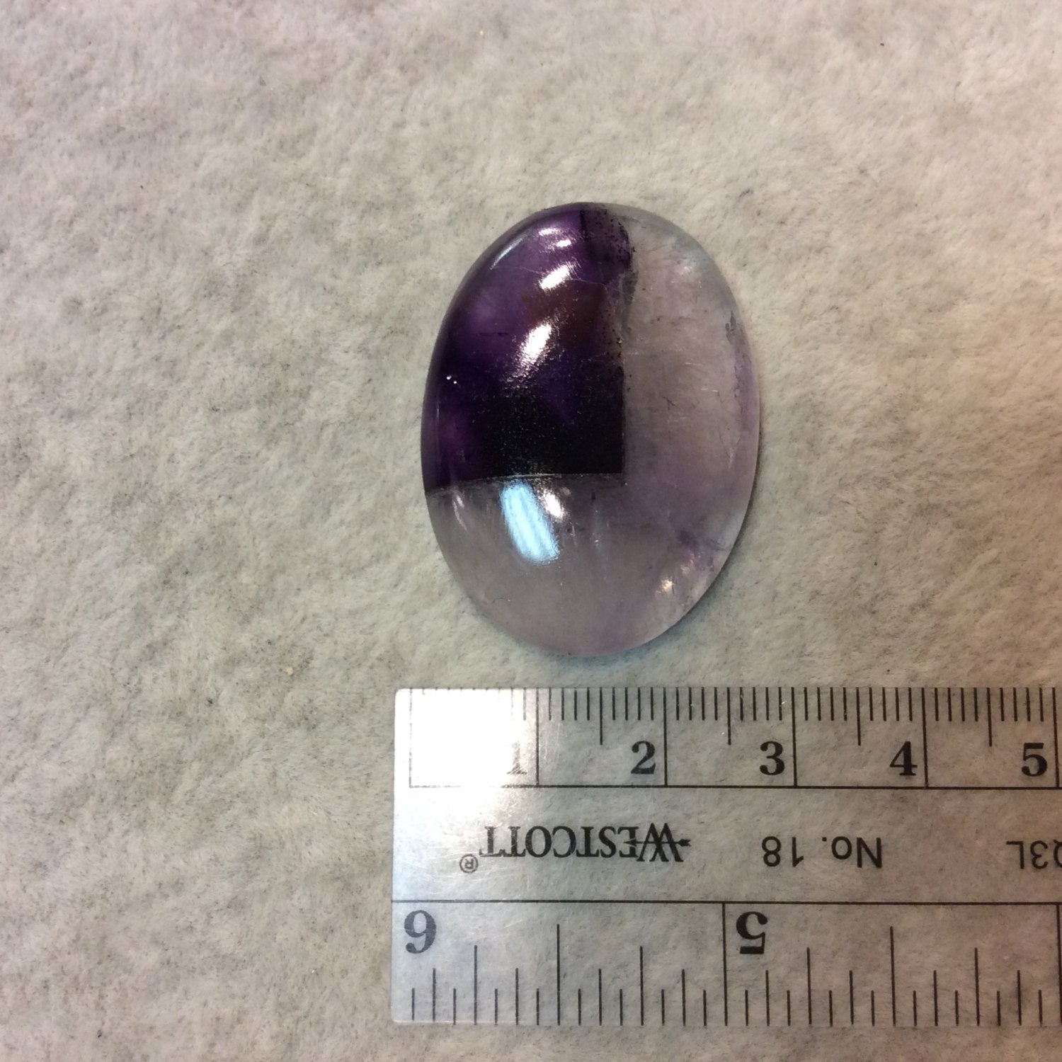 Natural Purple Lace Amethyst Oblong Oval Shaped Flat Back Cabochon "3" - Measuring 27m x 37mm, 6mm Dome Height - High Quality Gemstone